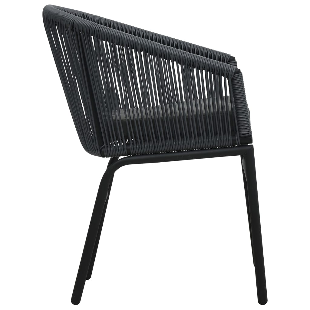 3-tlg. Bistro-Set mit Kissen PE-Rattan Grau - Pazzar.ch