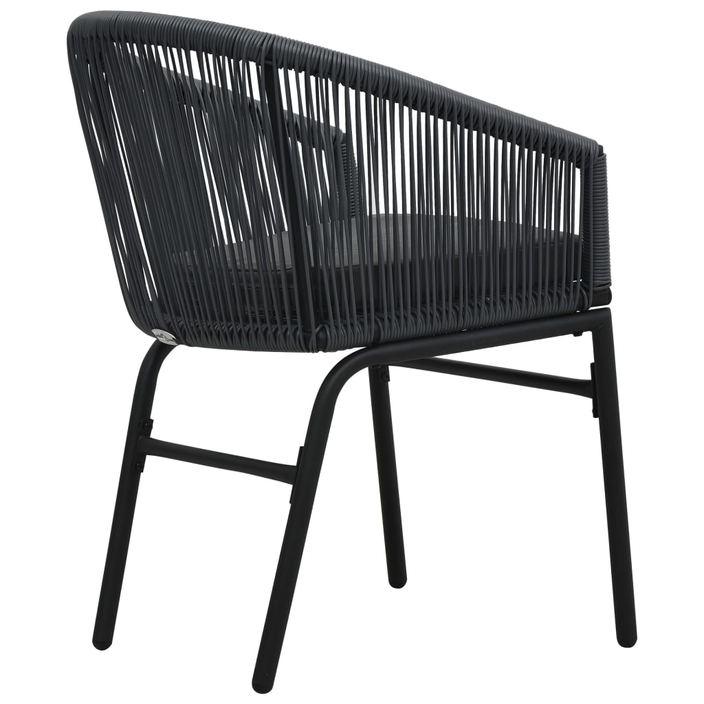 3-tlg. Bistro-Set mit Kissen PE-Rattan Grau - Pazzar.ch