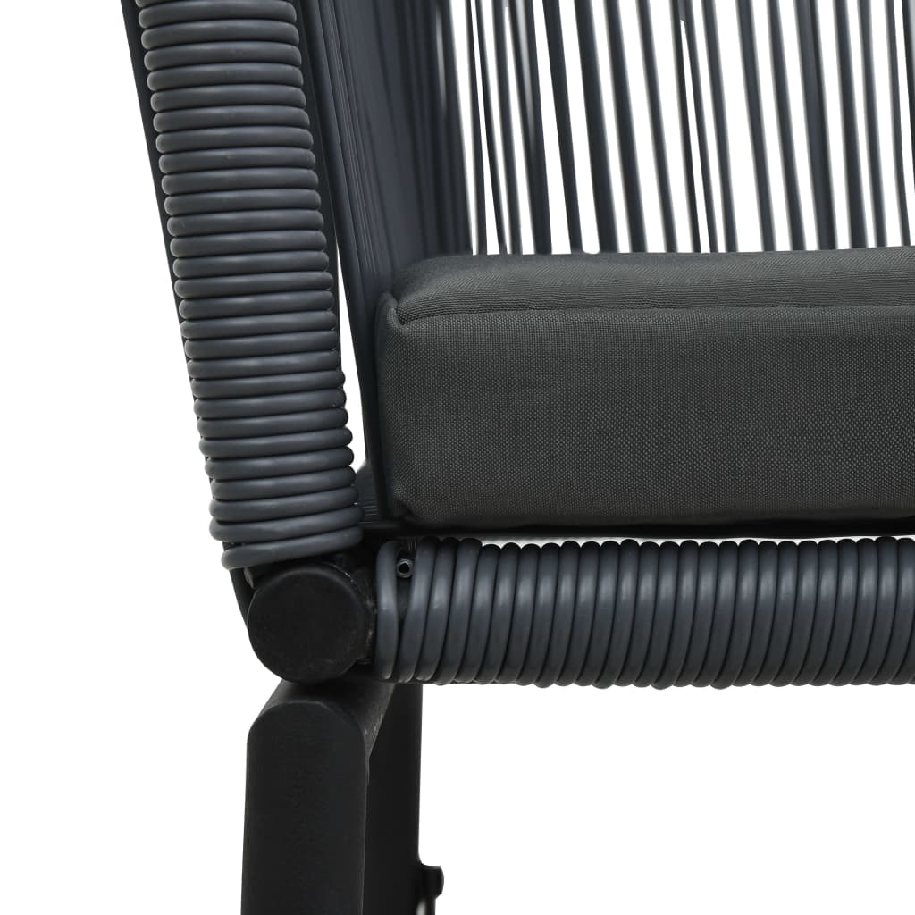 3-tlg. Bistro-Set mit Kissen PE-Rattan Grau - Pazzar.ch