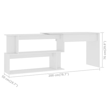Eckschreibtisch Weiß 200x50x76 cm Holzwerkstoff - Pazzar.ch