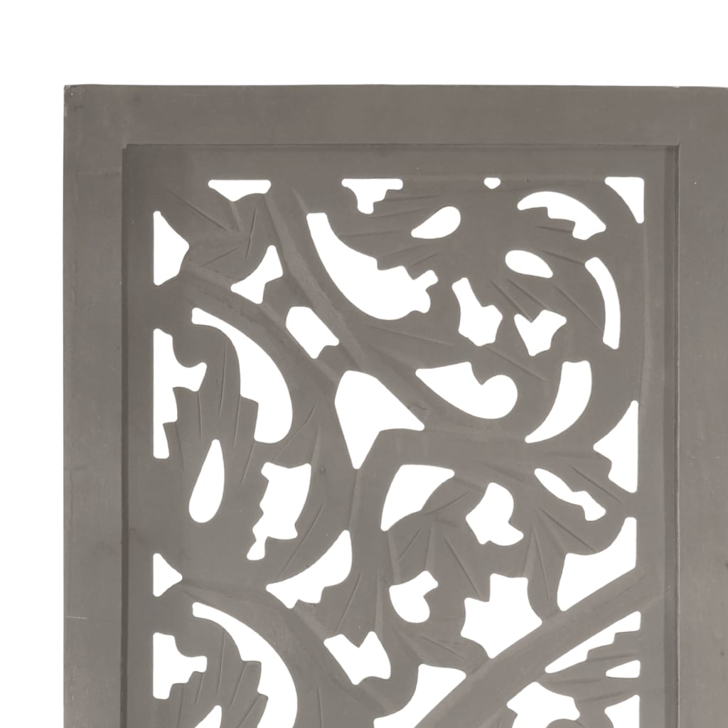 3tlg. Raumteiler Handgeschnitzt Grau 120×165cm Mango Massivholz - Pazzar.ch