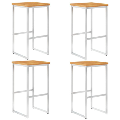 Barhocker 4 Stk. Massivholz Akazie und Edelstahl - Pazzar.ch