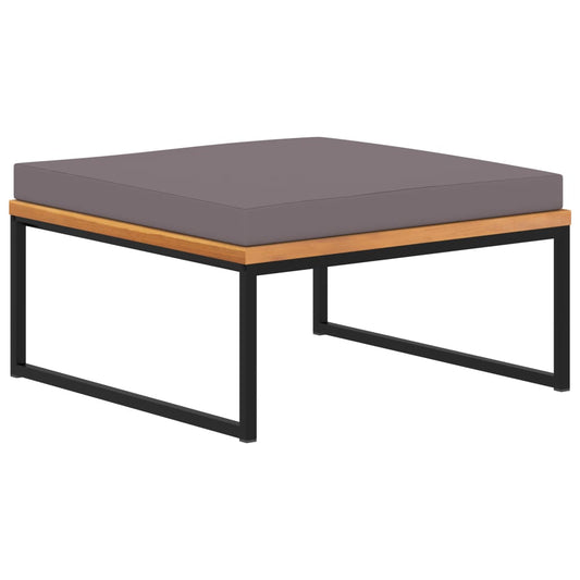 Fußablage mit Auflage 66×66×36 cm Akazien Massivholz Dunkelgrau - Pazzar.ch