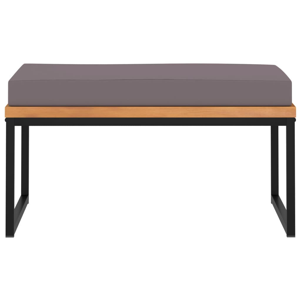 Fußablage mit Auflage 66×66×36 cm Akazien Massivholz Dunkelgrau - Pazzar.ch