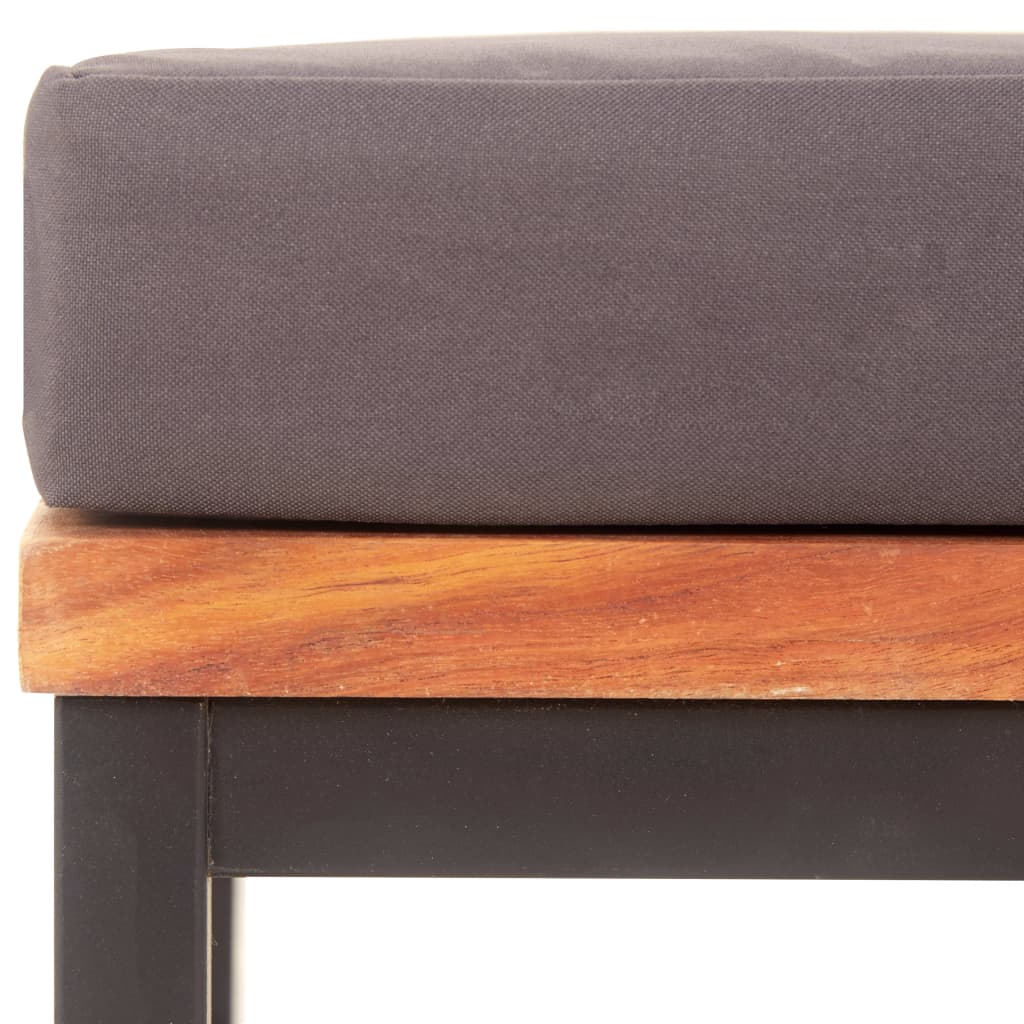 Fußablage mit Auflage 66×66×36 cm Akazien Massivholz Dunkelgrau - Pazzar.ch