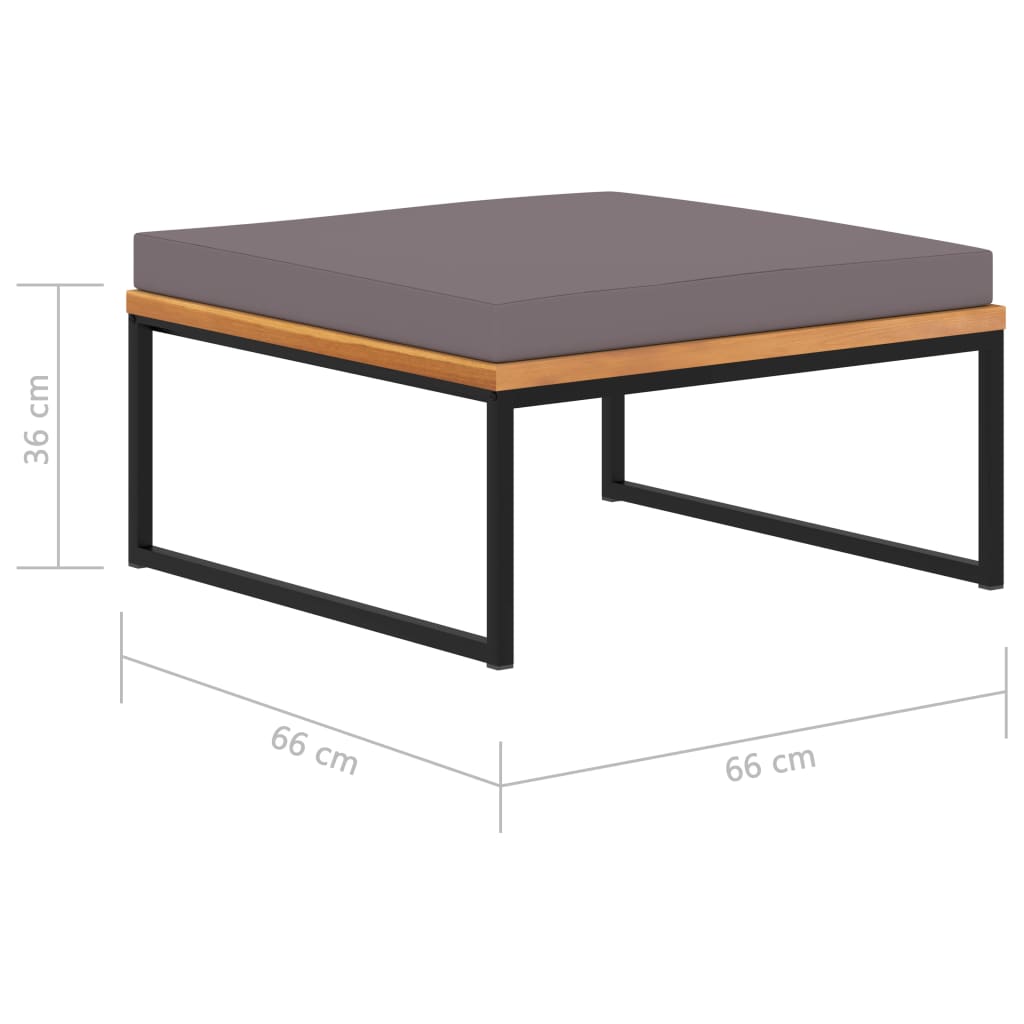 Fußablage mit Auflage 66×66×36 cm Akazien Massivholz Dunkelgrau - Pazzar.ch