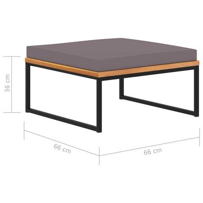 Fußablage mit Auflage 66×66×36 cm Akazien Massivholz Dunkelgrau - Pazzar.ch