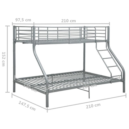 Etagenbettgestell Grau Metall 140x200 cm/90x200 cm - Pazzar.ch