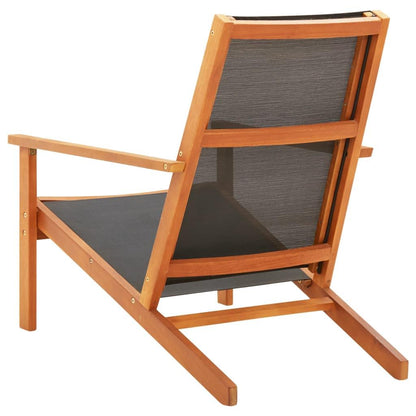 Garten-Loungestuhl Schwarz Eukalyptus Massivholz und Textilene - Pazzar.ch