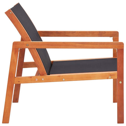 Garten-Loungestuhl Schwarz Eukalyptus Massivholz und Textilene - Pazzar.ch