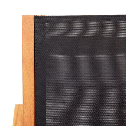 Garten-Loungestuhl Schwarz Eukalyptus Massivholz und Textilene - Pazzar.ch