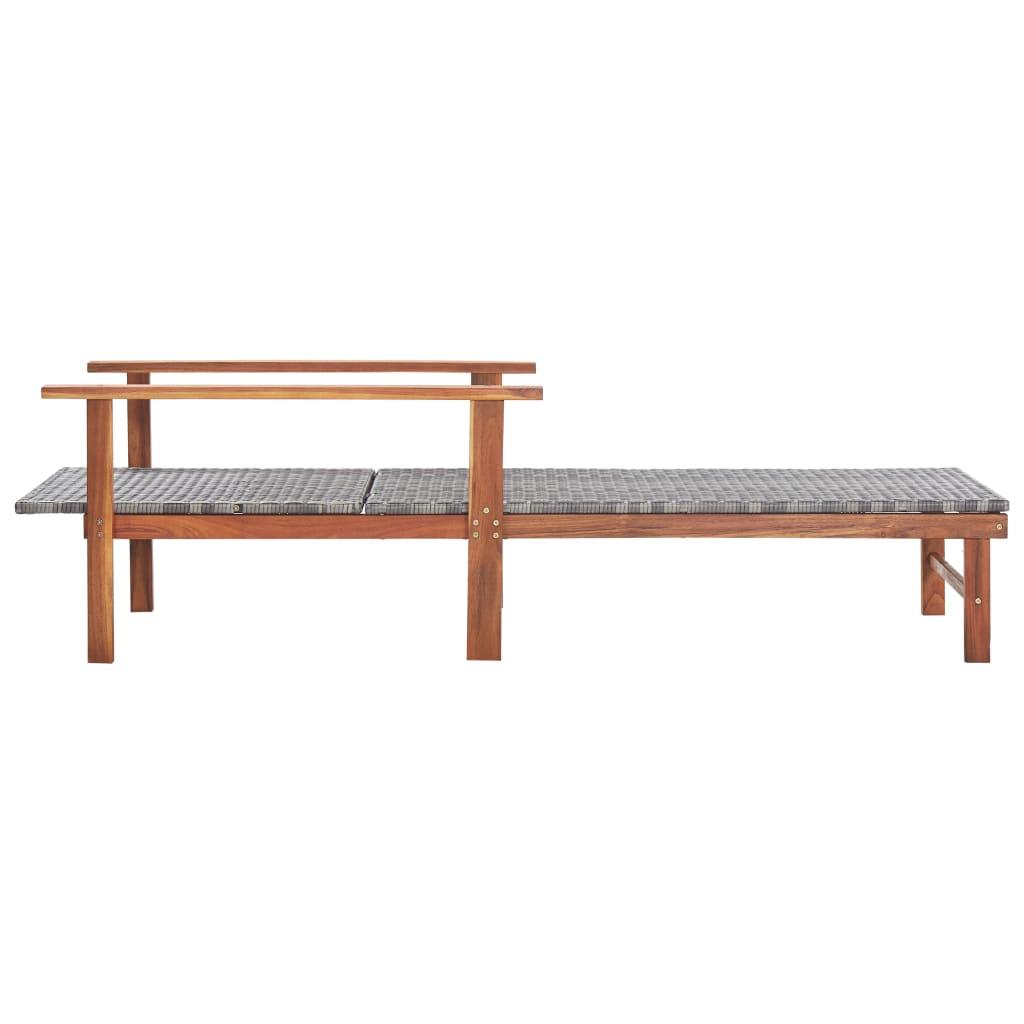 Sonnenliege Poly Rattan und Akazie Massivholz Grau - Pazzar.ch
