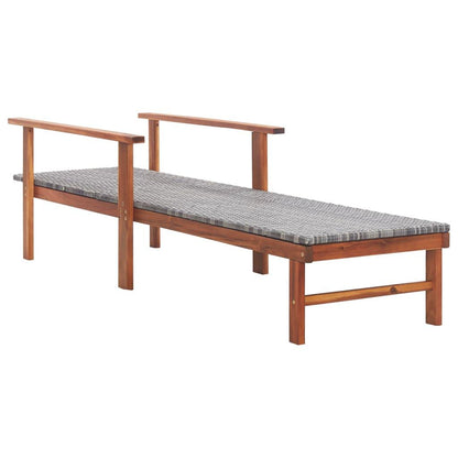 Sonnenliege Poly Rattan und Akazie Massivholz Grau - Pazzar.ch
