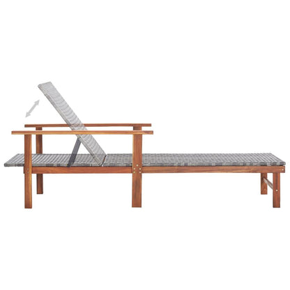 Sonnenliege Poly Rattan und Akazie Massivholz Grau - Pazzar.ch