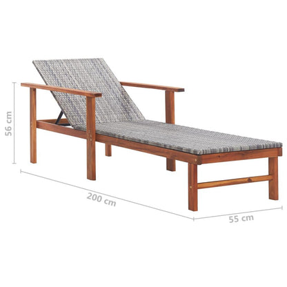 Sonnenliege Poly Rattan und Akazie Massivholz Grau - Pazzar.ch