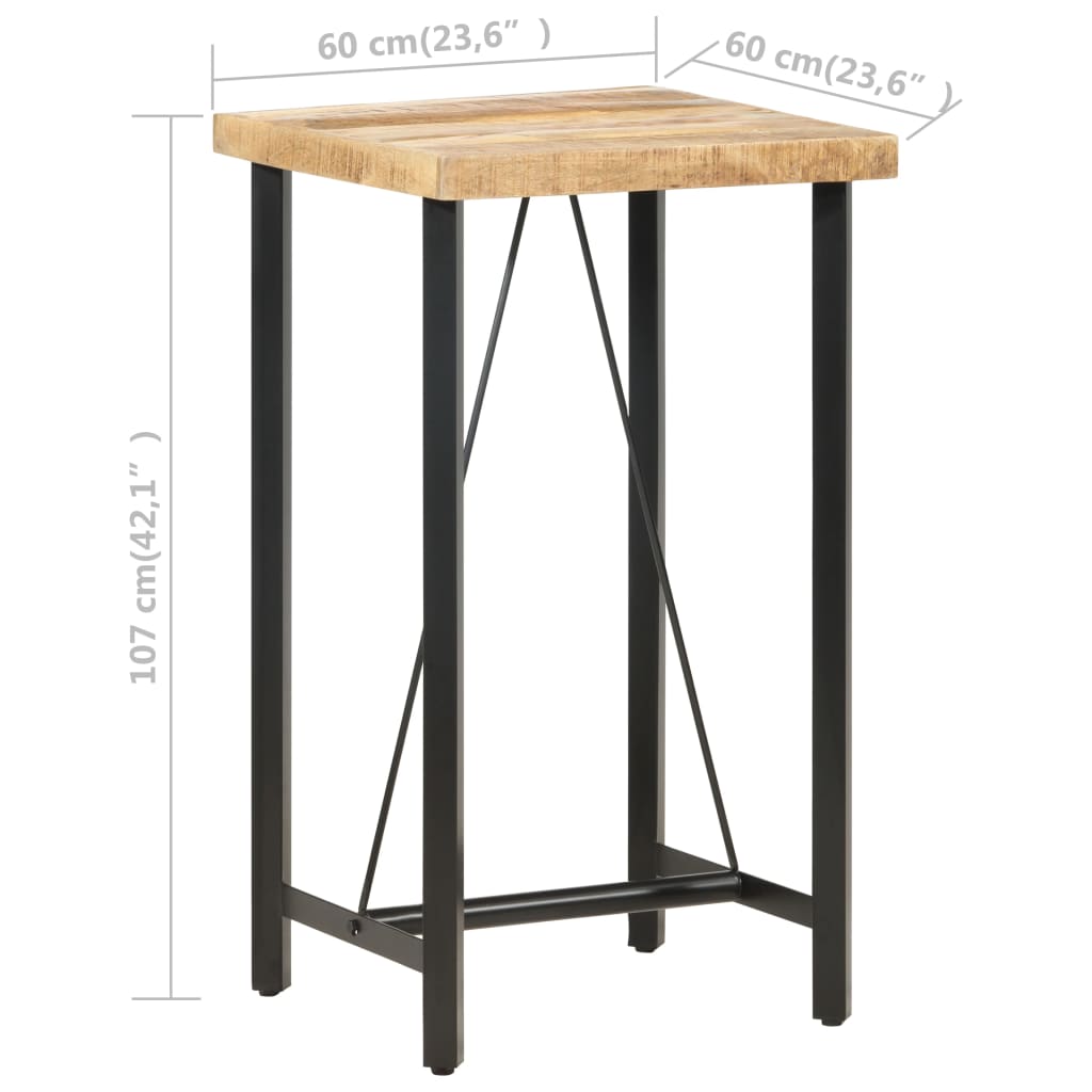 Bartisch 60x60x107 cm Raues Mangoholz - Pazzar.ch