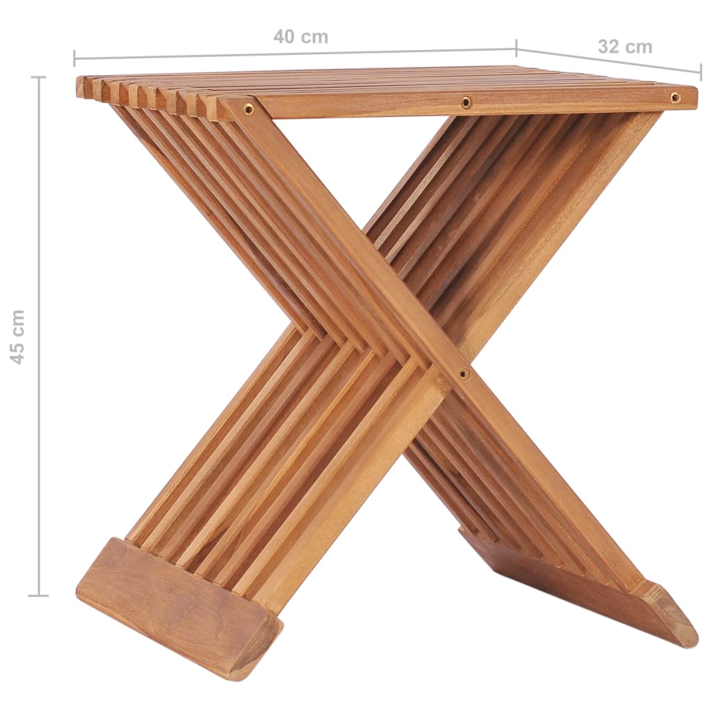 Klappbarer Hocker 40×32×45 cm Massivholz Teak - Pazzar.ch