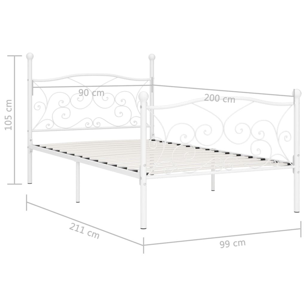 Bettgestell mit Lattenrost Weiß Metall 90 x 200 cm - Pazzar.ch