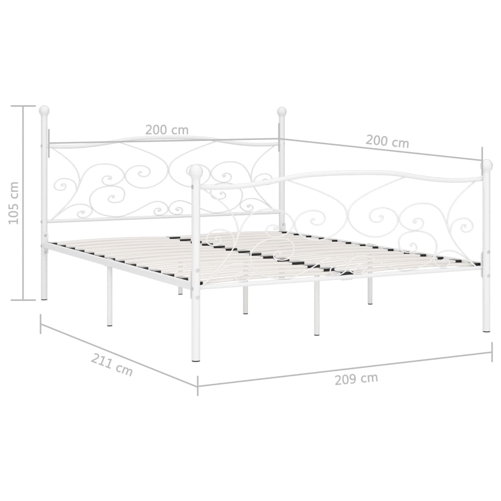 Bettgestell mit Lattenrost Weiß Metall 200 × 200 cm - Pazzar.ch