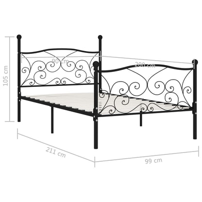 Bettgestell mit Lattenrost Schwarz Metall 90×200 cm - Pazzar.ch