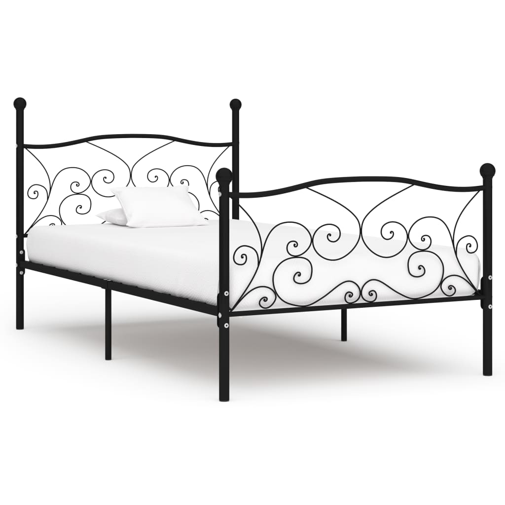 Bettgestell mit Lattenrost Schwarz Metall 100 × 200 cm - Pazzar.ch