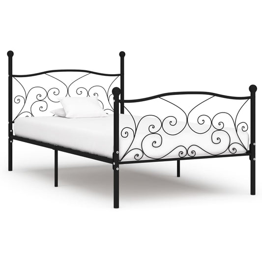 Bettgestell mit Lattenrost Schwarz Metall 100 × 200 cm - Pazzar.ch