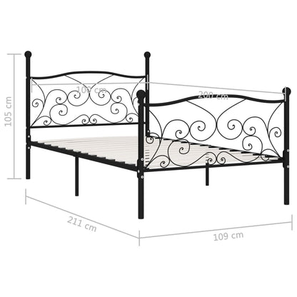 Bettgestell mit Lattenrost Schwarz Metall 100 × 200 cm - Pazzar.ch