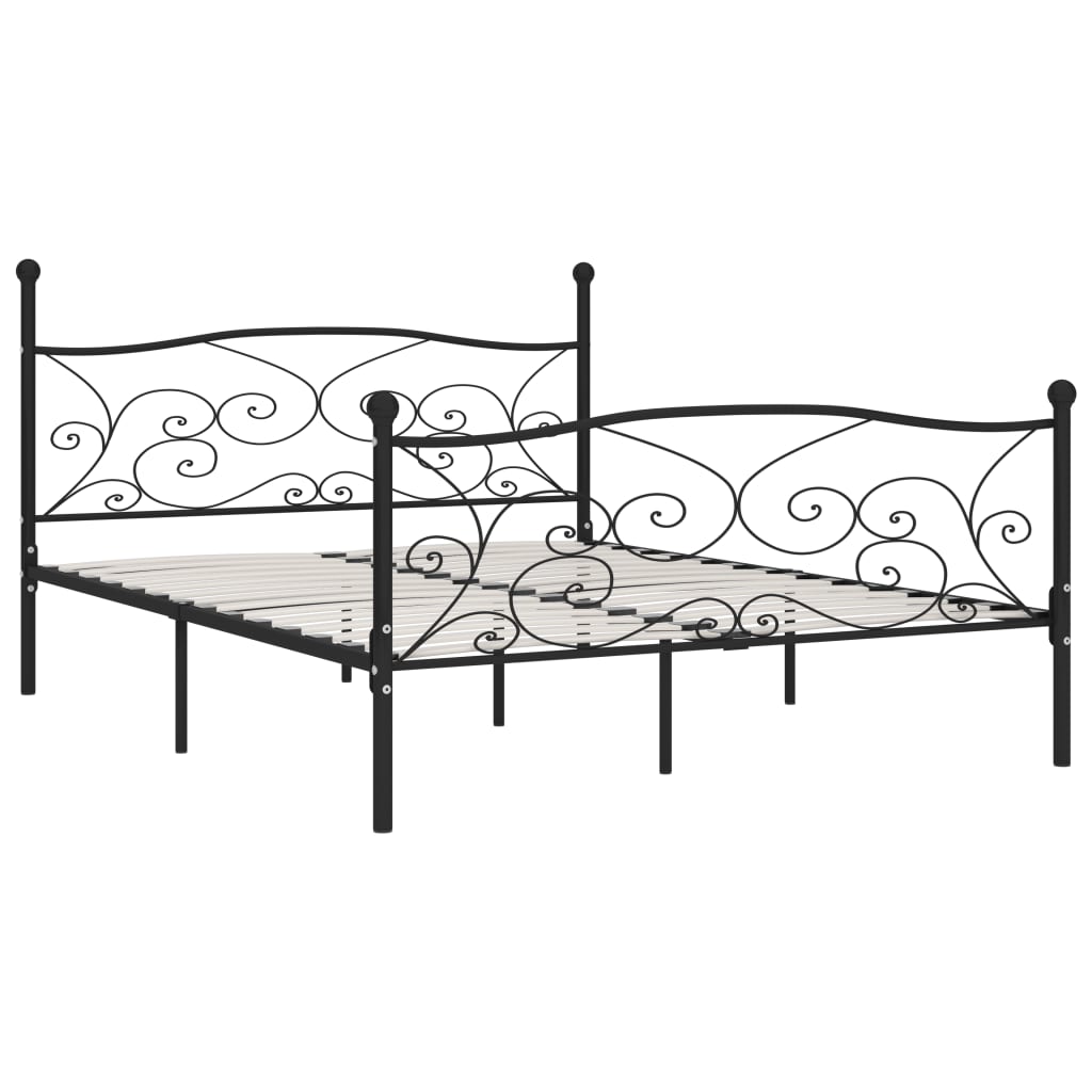 Bettgestell mit Lattenrost Schwarz Metall 200 × 200 cm - Pazzar.ch