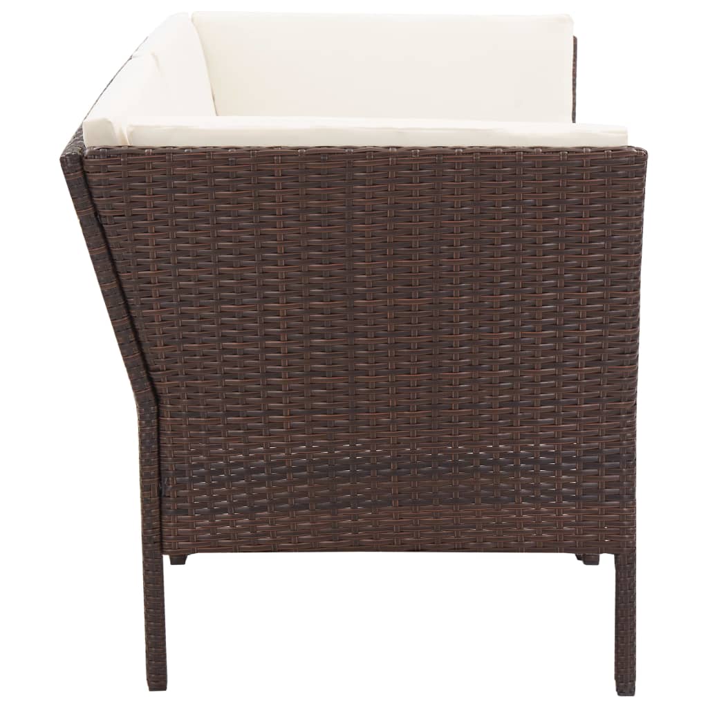 6-tlg. Garten-Lounge-Set mit Auflagen Poly Rattan Braun - Pazzar.ch