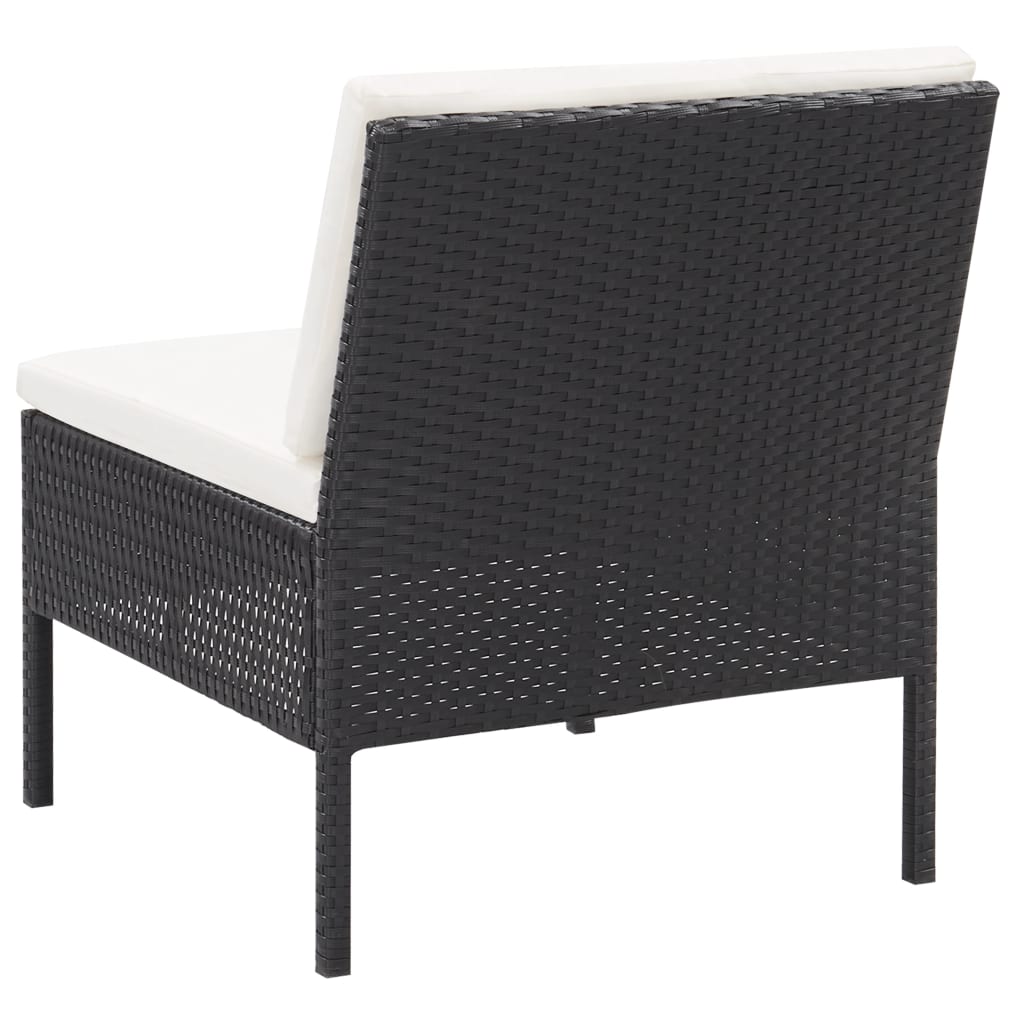 6-tlg. Garten-Lounge-Set mit Auflagen Poly Rattan Schwarz - Pazzar.ch