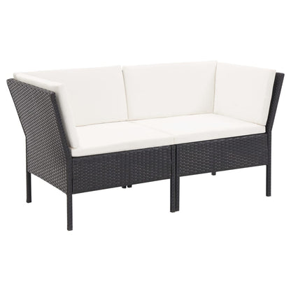 6-tlg. Garten-Lounge-Set mit Auflagen Poly Rattan Schwarz - Pazzar.ch