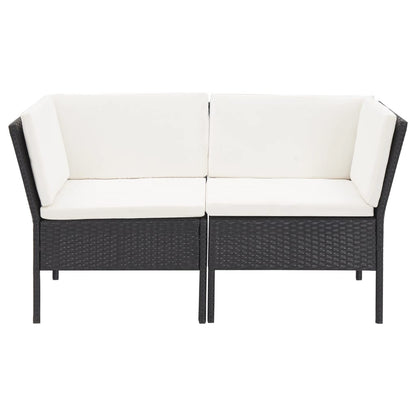 6-tlg. Garten-Lounge-Set mit Auflagen Poly Rattan Schwarz - Pazzar.ch
