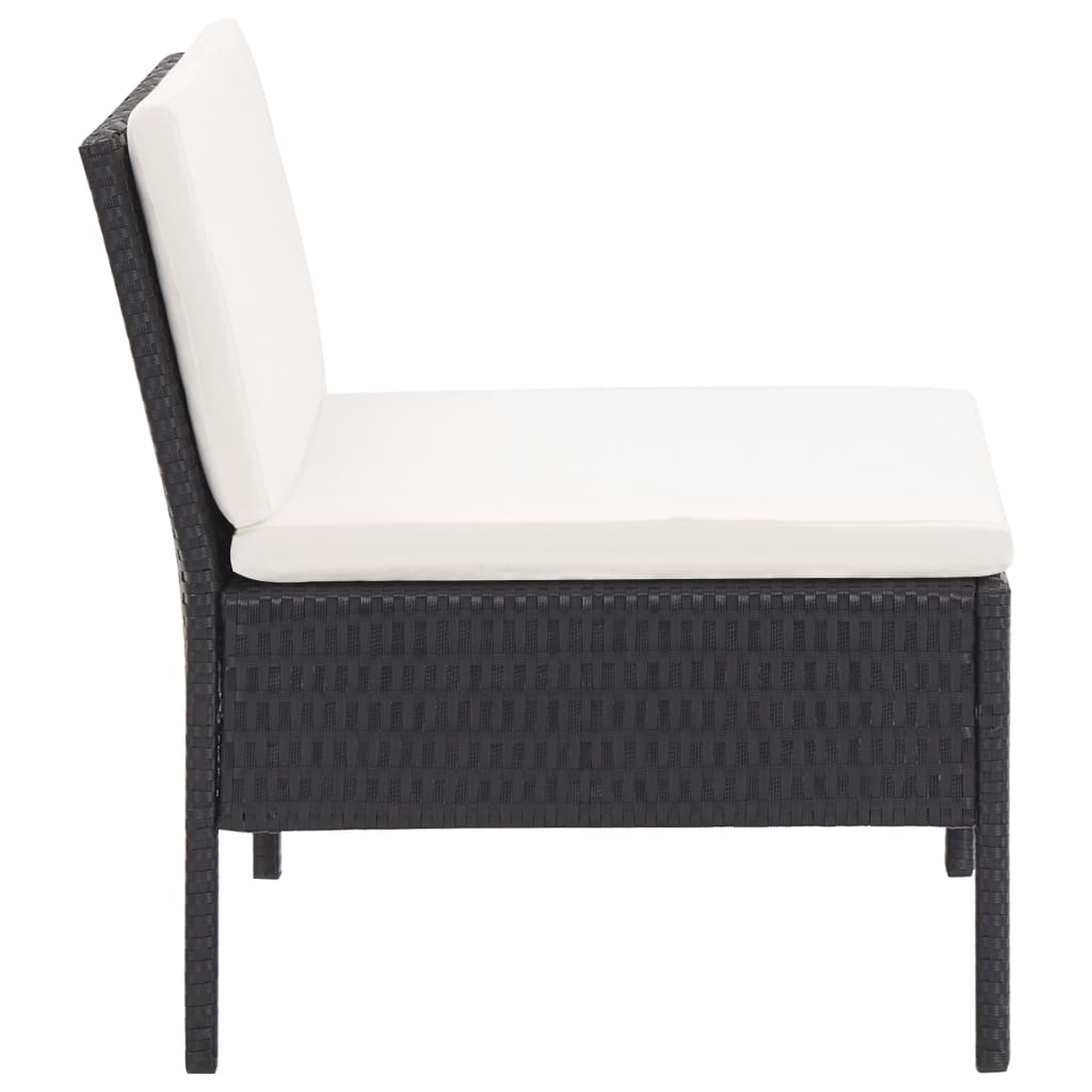 6-tlg. Garten-Lounge-Set mit Auflagen Poly Rattan Schwarz - Pazzar.ch