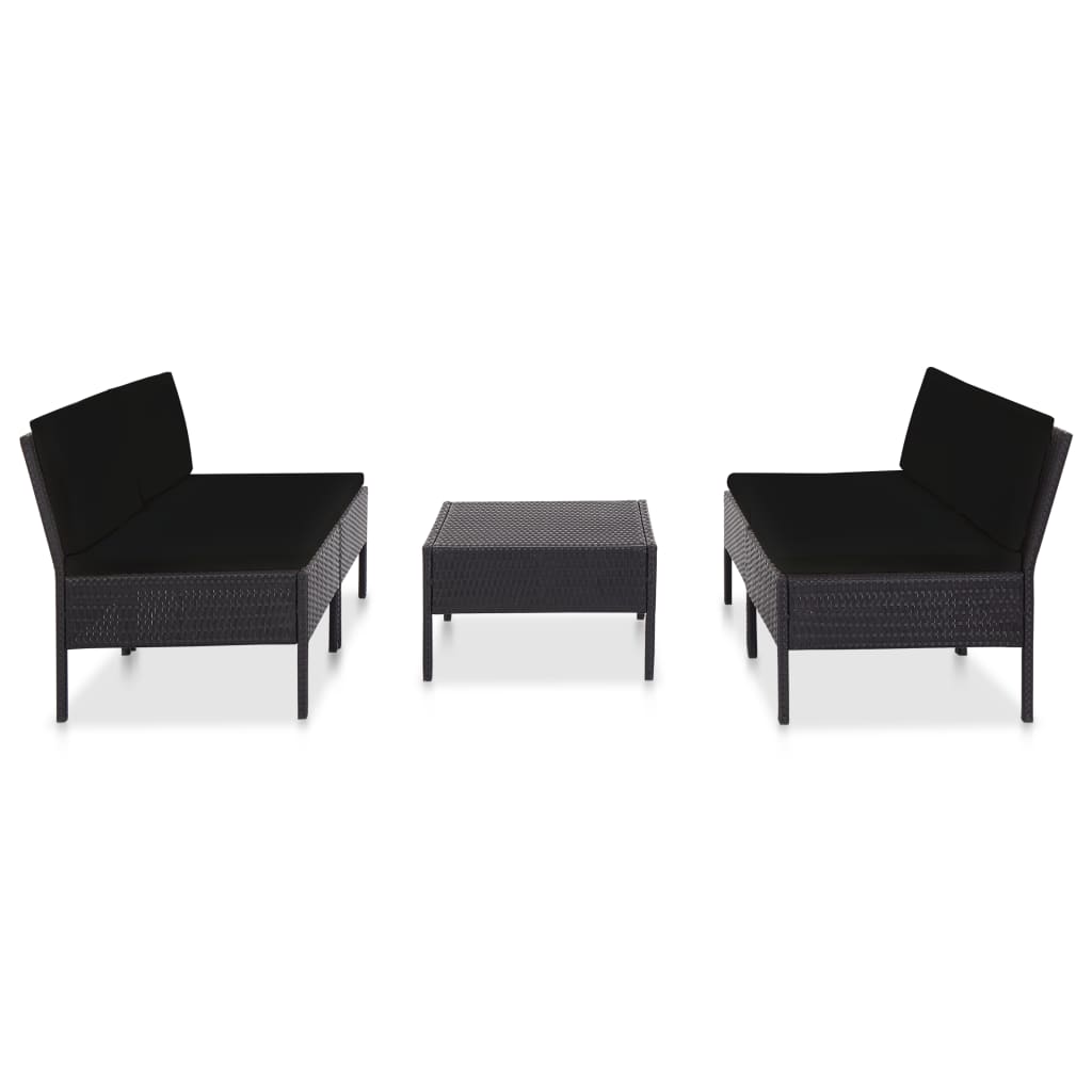 5-tlg. Garten-Sofagarnitur mit Auflagen Poly Rattan Schwarz - Pazzar.ch