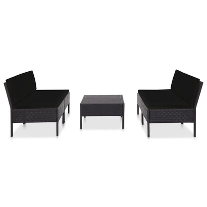 5-tlg. Garten-Sofagarnitur mit Auflagen Poly Rattan Schwarz - Pazzar.ch