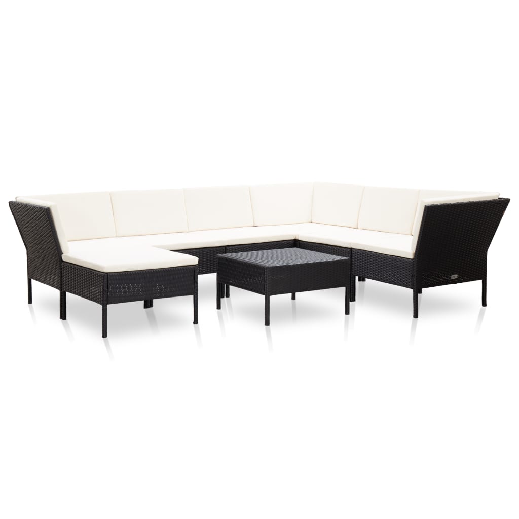 8-tlg. Garten-Lounge-Set mit Auflagen Poly Rattan Schwarz - Pazzar.ch