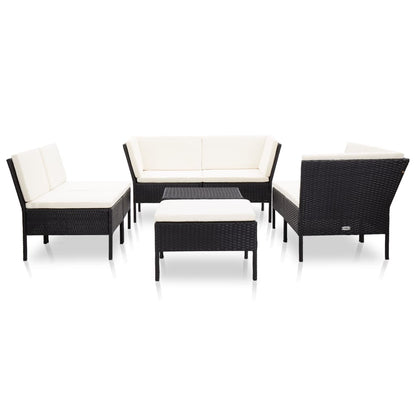 8-tlg. Garten-Lounge-Set mit Auflagen Poly Rattan Schwarz - Pazzar.ch
