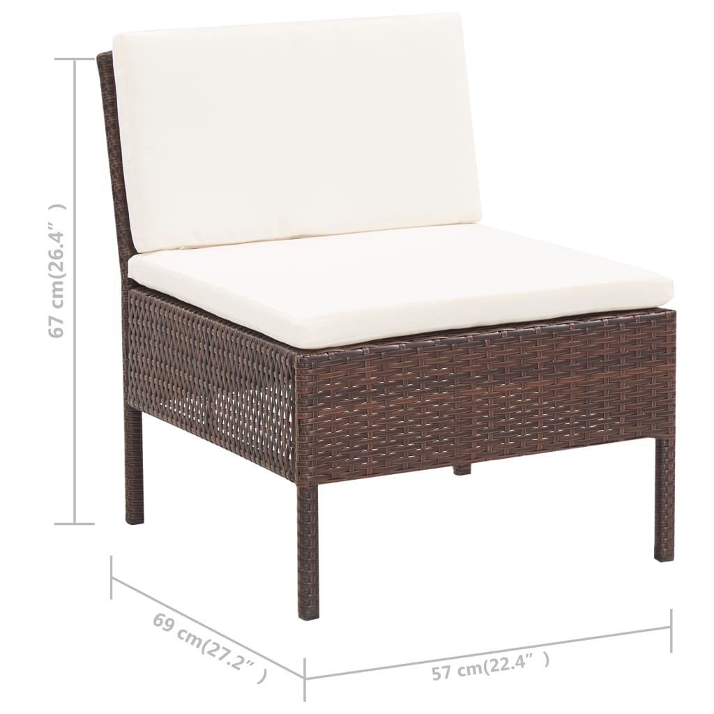 3-tlg. Garten-Lounge-Set mit Auflagen Poly Rattan Braun - Pazzar.ch