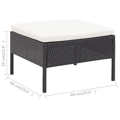 3-tlg. Garten-Lounge-Set mit Auflagen Poly Rattan Schwarz - Pazzar.ch