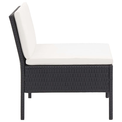 3-tlg. Garten-Lounge-Set mit Auflagen Poly Rattan Schwarz - Pazzar.ch