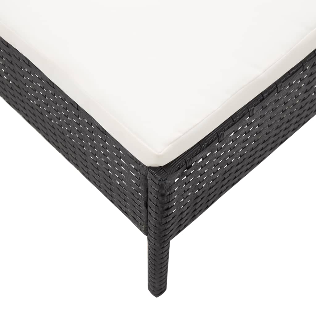 3-tlg. Garten-Lounge-Set mit Auflagen Poly Rattan Schwarz - Pazzar.ch