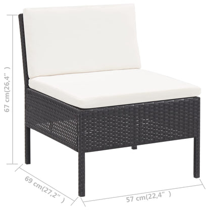 3-tlg. Garten-Lounge-Set mit Auflagen Poly Rattan Schwarz - Pazzar.ch