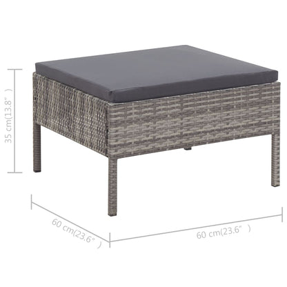 3-tlg. Garten-Lounge-Set mit Auflagen Poly Rattan Grau - Pazzar.ch