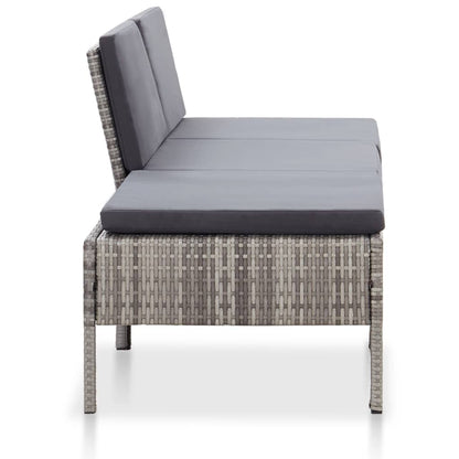 3-tlg. Garten-Lounge-Set mit Auflagen Poly Rattan Grau - Pazzar.ch
