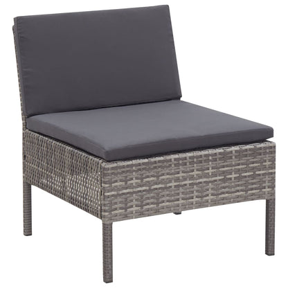 3-tlg. Garten-Lounge-Set mit Auflagen Poly Rattan Grau - Pazzar.ch