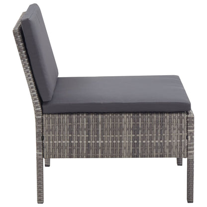 3-tlg. Garten-Lounge-Set mit Auflagen Poly Rattan Grau - Pazzar.ch