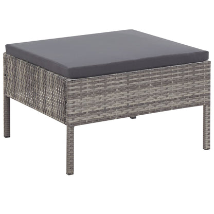 3-tlg. Garten-Lounge-Set mit Auflagen Poly Rattan Grau - Pazzar.ch