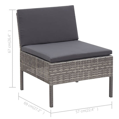 3-tlg. Garten-Lounge-Set mit Auflagen Poly Rattan Grau - Pazzar.ch
