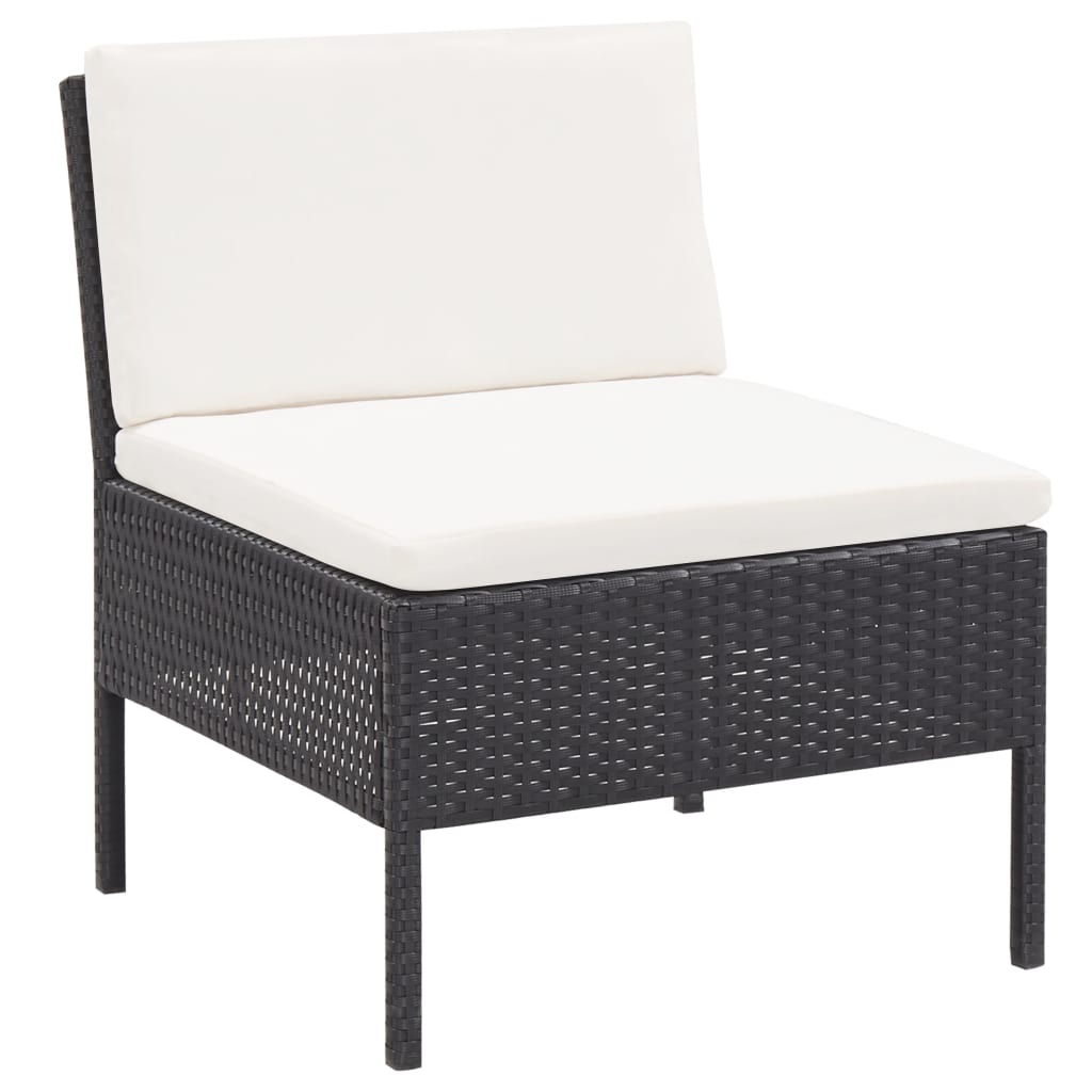 3-tlg. Garten-Lounge-Set mit Auflagen Poly Rattan Schwarz - Pazzar.ch