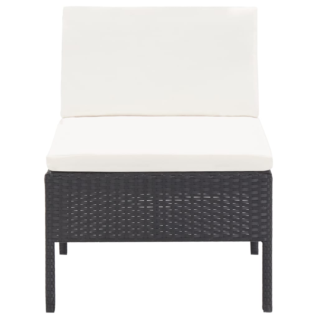 3-tlg. Garten-Lounge-Set mit Auflagen Poly Rattan Schwarz - Pazzar.ch